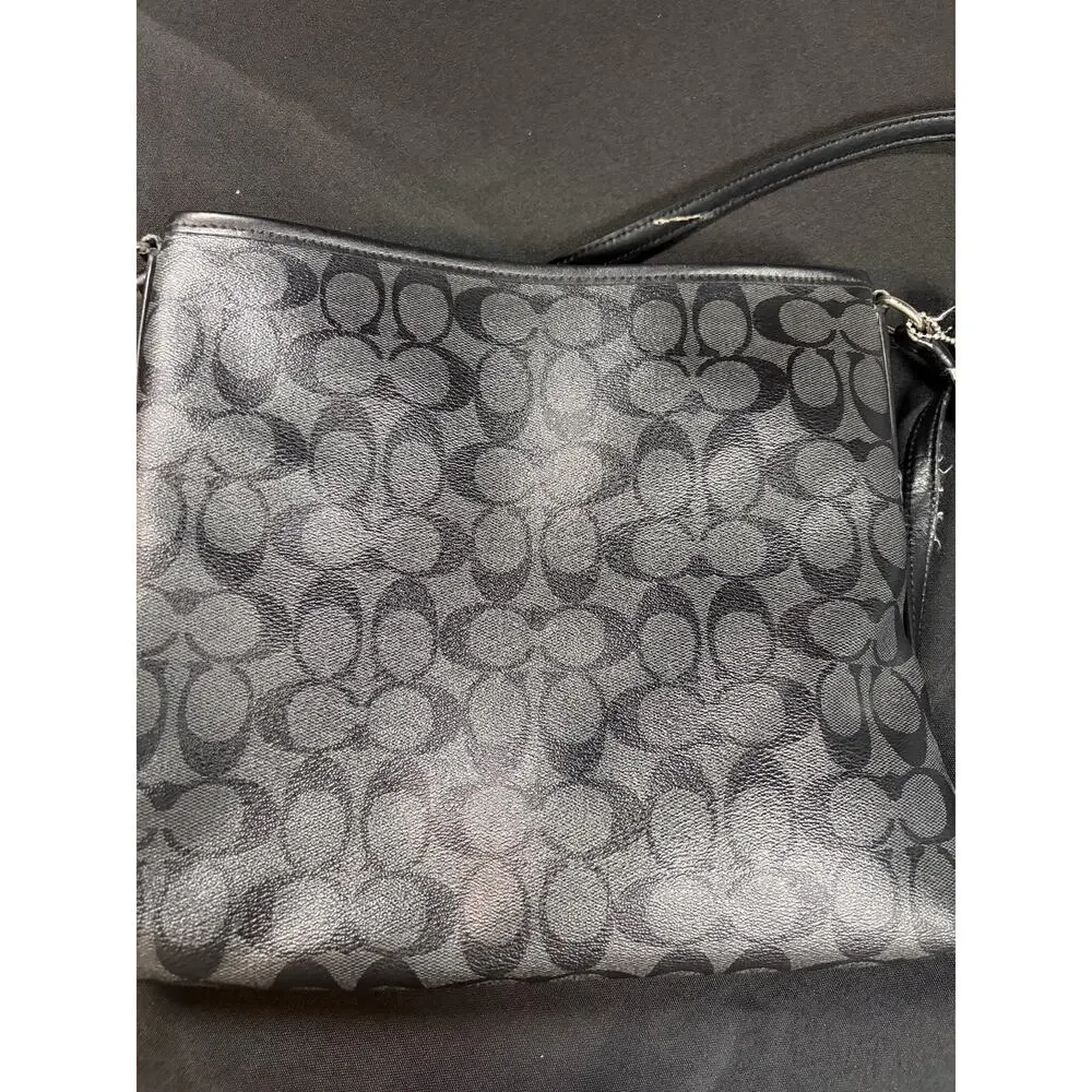 Coach Signature File Leather Crossbody Bag – Black/Gray | Authentic - Picture 2 of 9